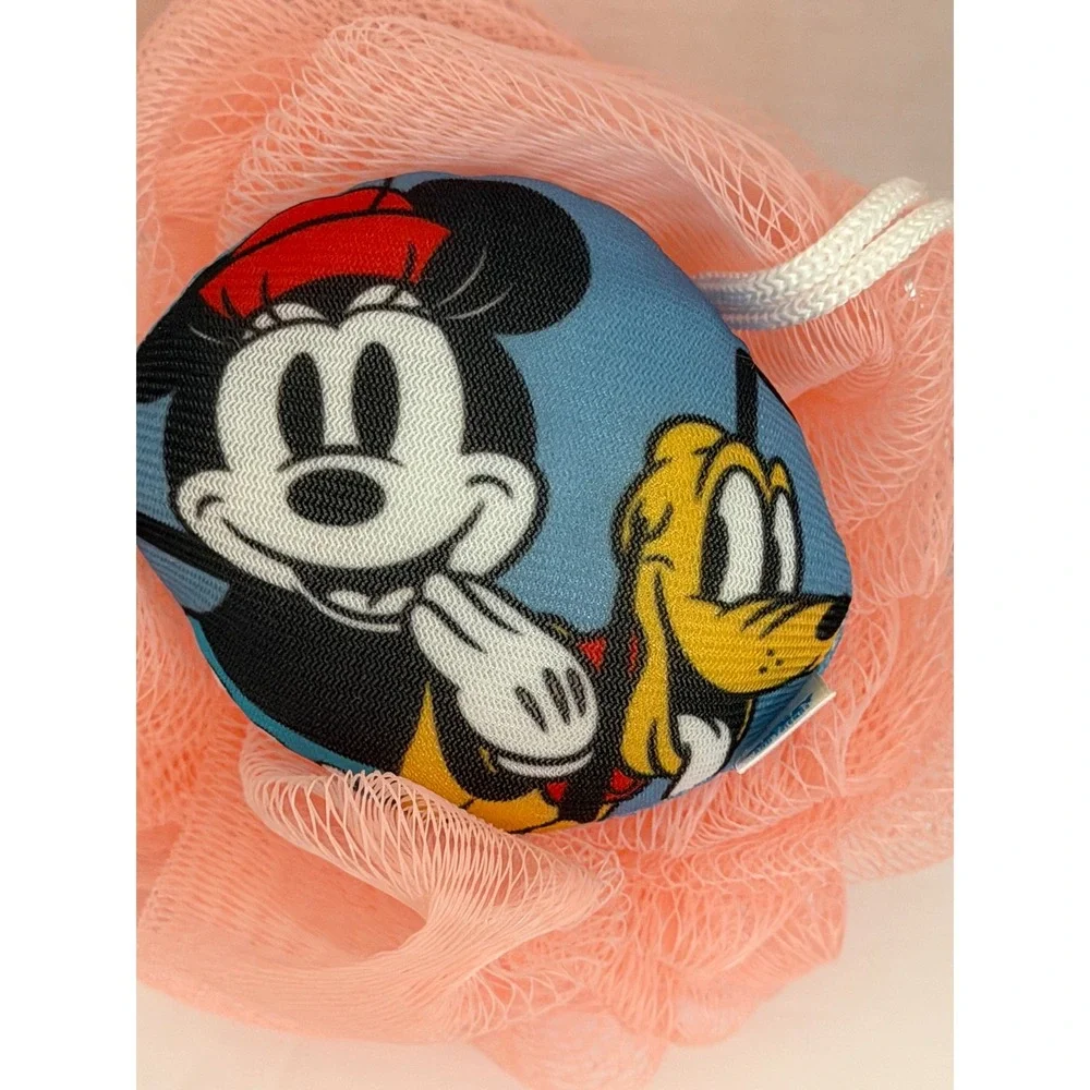Disney Minnie Mouse Bath Pouf Set Red Pink Daisy Duck Pluto Loofah 2 Pack NEW